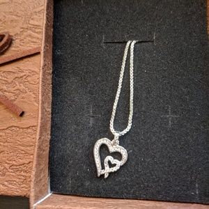 Hear necklace silver plated